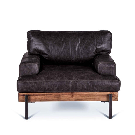 Portofino Industrial 41" Accent Chair in Morocco Black Leather by Home Trends & Design at Eve Furniture