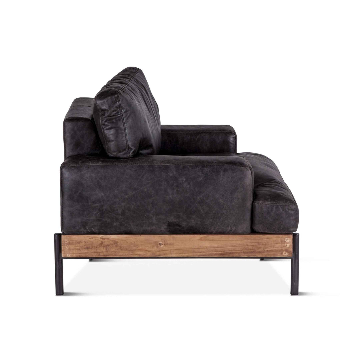 Portofino Industrial 41" Accent Chair in Morocco Black Leather by Home Trends & Design at Eve Furniture