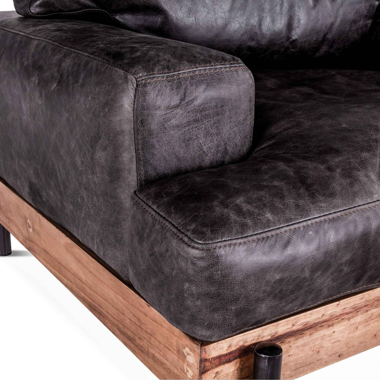 Portofino Industrial 41" Accent Chair in Morocco Black Leather by Home Trends & Design at Eve Furniture