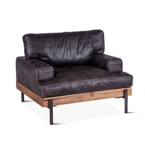 Portofino Industrial 41" Accent Chair in Morocco Black Leather by Home Trends & Design at Eve Furniture