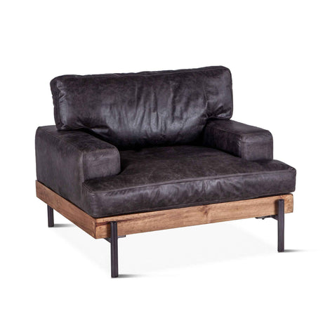 Portofino Industrial 41" Accent Chair in Morocco Black Leather by Home Trends & Design at Eve Furniture