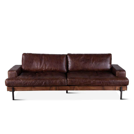 Portofino Industrial 94" Sofa in Geisha Brown Leather by Home Trends & Design at Eve Furniture