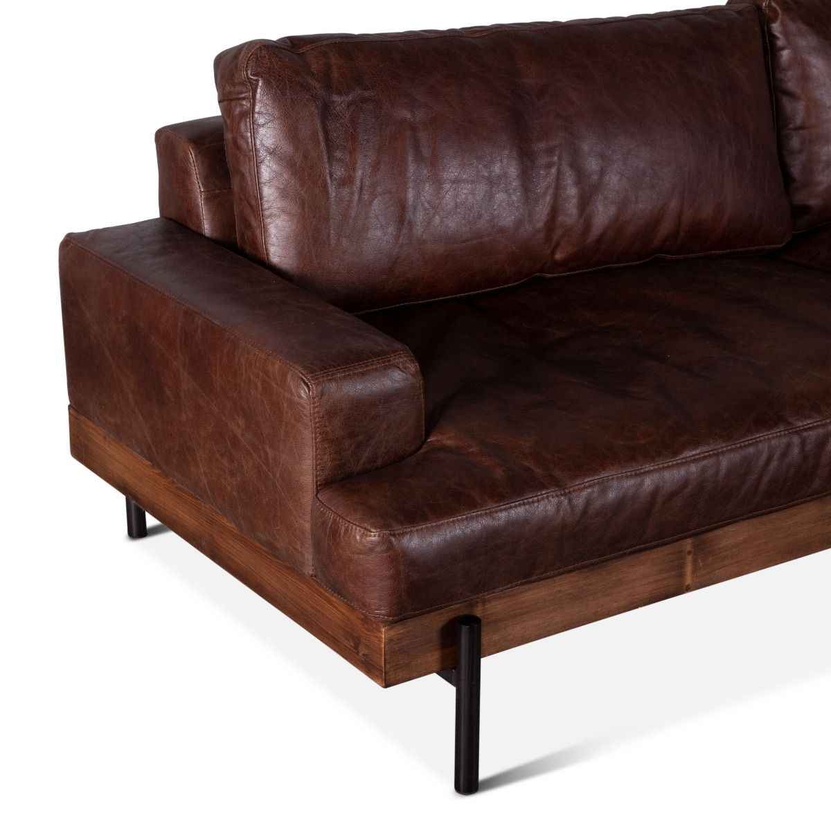 Portofino Industrial 94" Sofa in Geisha Brown Leather by Home Trends & Design at Eve Furniture