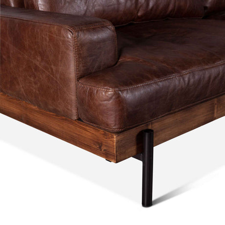 Portofino Industrial 94" Sofa in Geisha Brown Leather by Home Trends & Design at Eve Furniture