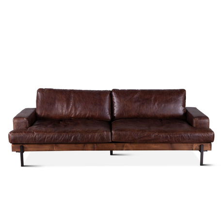 Portofino Industrial 94" Sofa in Geisha Brown Leather by Home Trends & Design at Eve Furniture