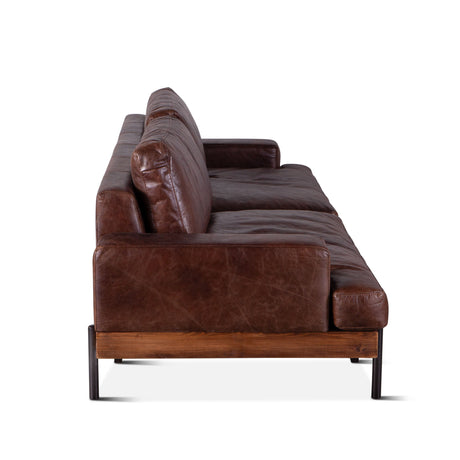 Portofino Industrial 94" Sofa in Geisha Brown Leather by Home Trends & Design at Eve Furniture