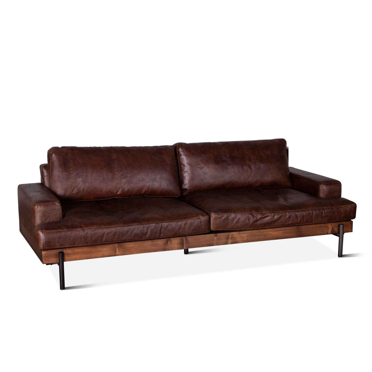 Portofino Industrial 94" Sofa in Geisha Brown Leather by Home Trends & Design at Eve Furniture