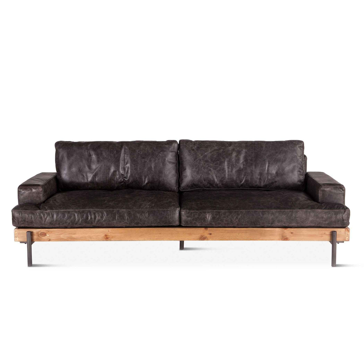Portofino Industrial 94" Sofa in Morocco Black Leather by Home Trends & Design at Eve Furniture