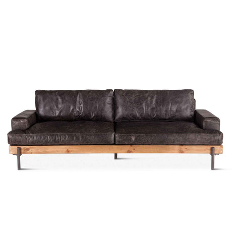 Portofino Industrial 94" Sofa in Morocco Black Leather by Home Trends & Design at Eve Furniture