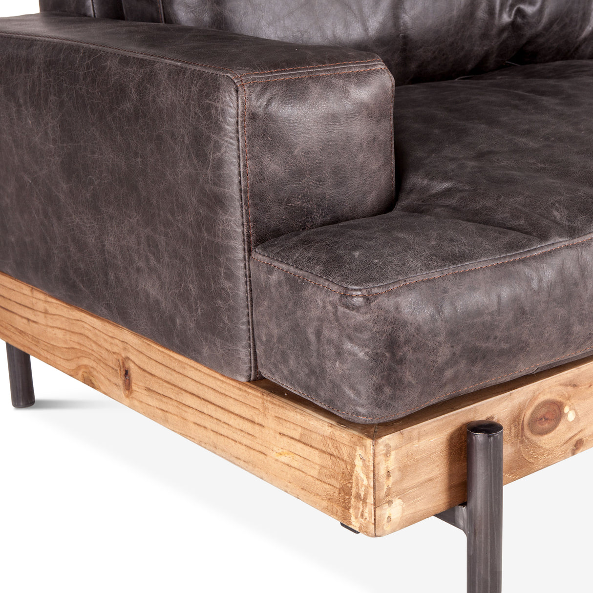 Portofino Industrial 94" Sofa in Morocco Black Leather by Home Trends & Design at Eve Furniture