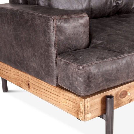 Portofino Industrial 94" Sofa in Morocco Black Leather by Home Trends & Design at Eve Furniture