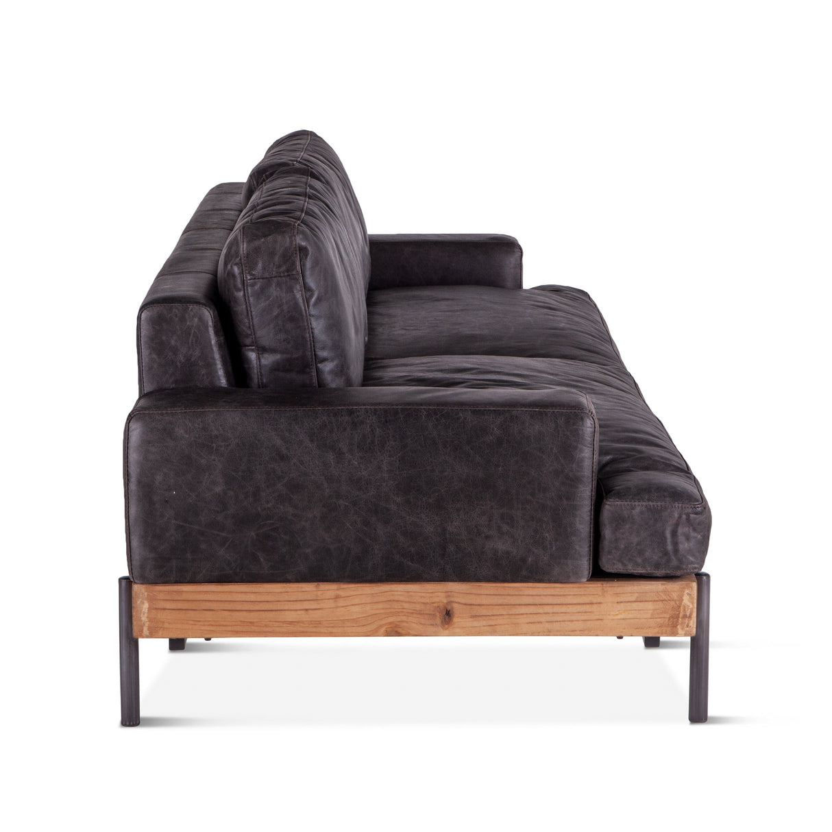 Portofino Industrial 94" Sofa in Morocco Black Leather by Home Trends & Design at Eve Furniture