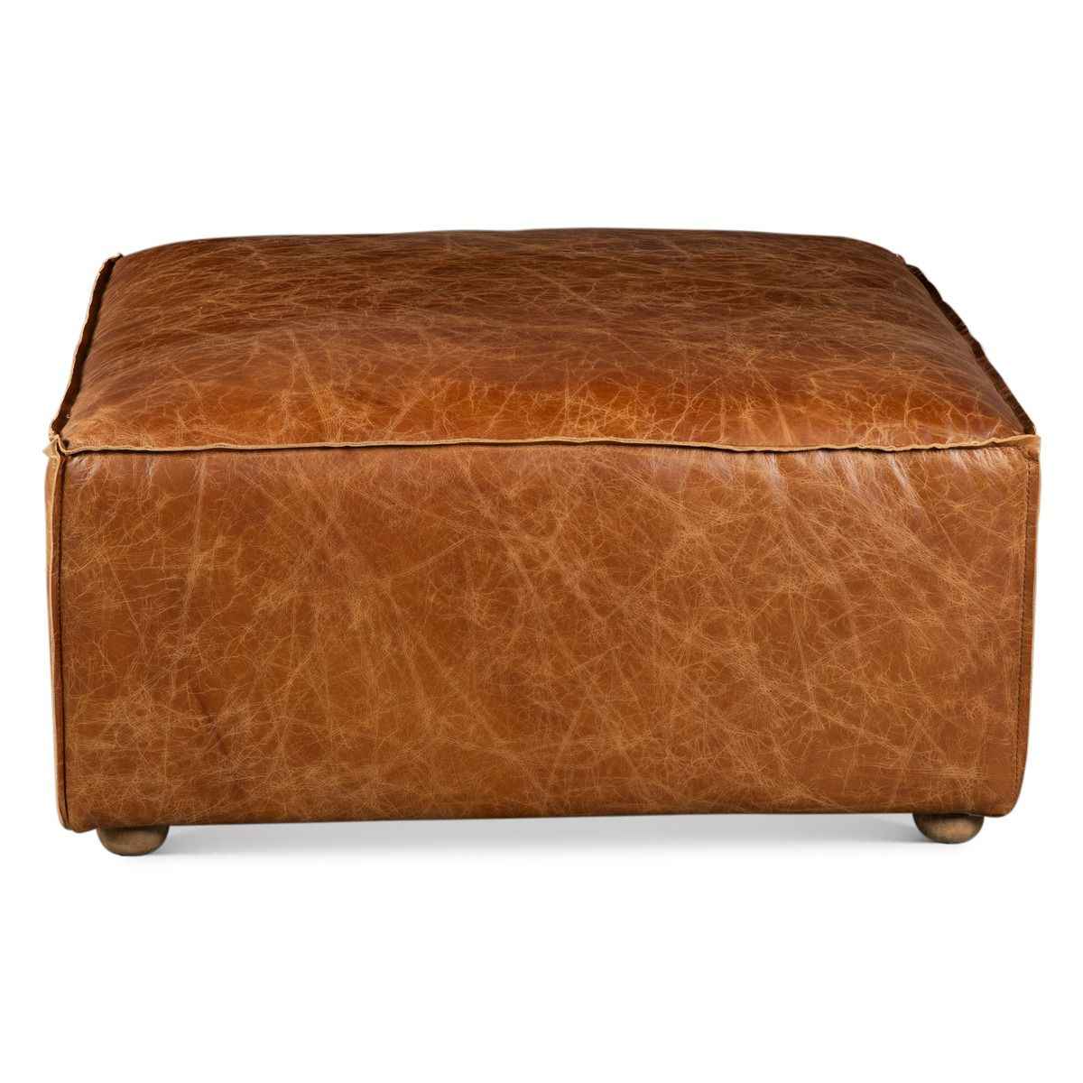 Portofino Loft Sectional Ottoman in Cocoa Brown Leather by Home Trends & Design at Eve Furniture