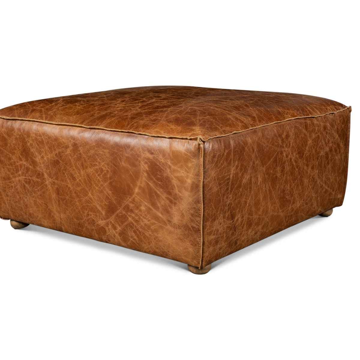 Portofino Loft Sectional Ottoman in Cocoa Brown Leather by Home Trends & Design at Eve Furniture