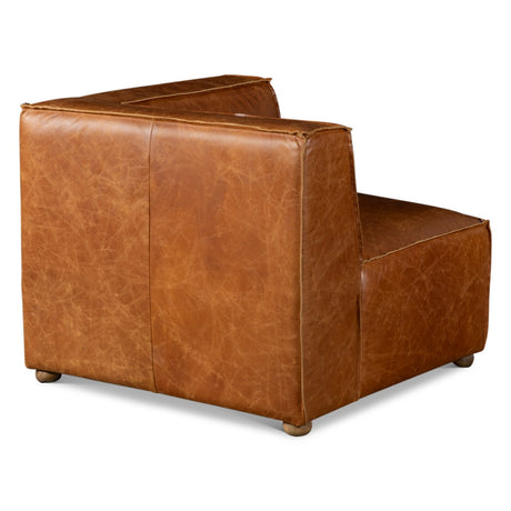 Portofino Loft Three Piece Sectional Sofa in Cocoa Brown Leather by Home Trends & Design at Eve Furniture