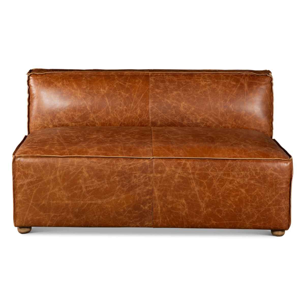 Portofino Loft Three Piece Sectional Sofa in Cocoa Brown Leather by Home Trends & Design at Eve Furniture