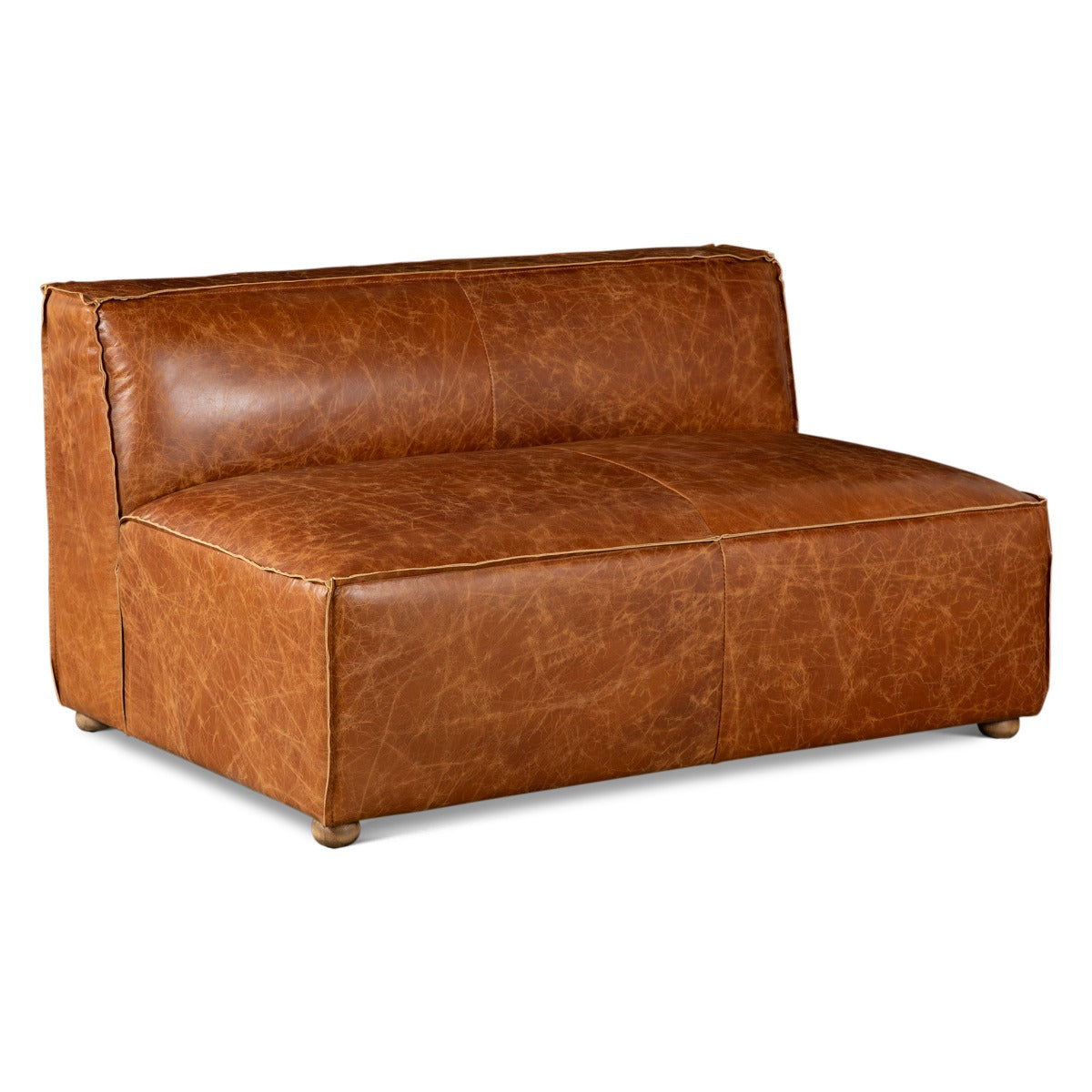 Portofino Loft Three Piece Sectional Sofa in Cocoa Brown Leather by Home Trends & Design at Eve Furniture