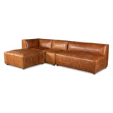 Portofino Loft Three Piece Sectional Sofa in Cocoa Brown Leather by Home Trends & Design at Eve Furniture