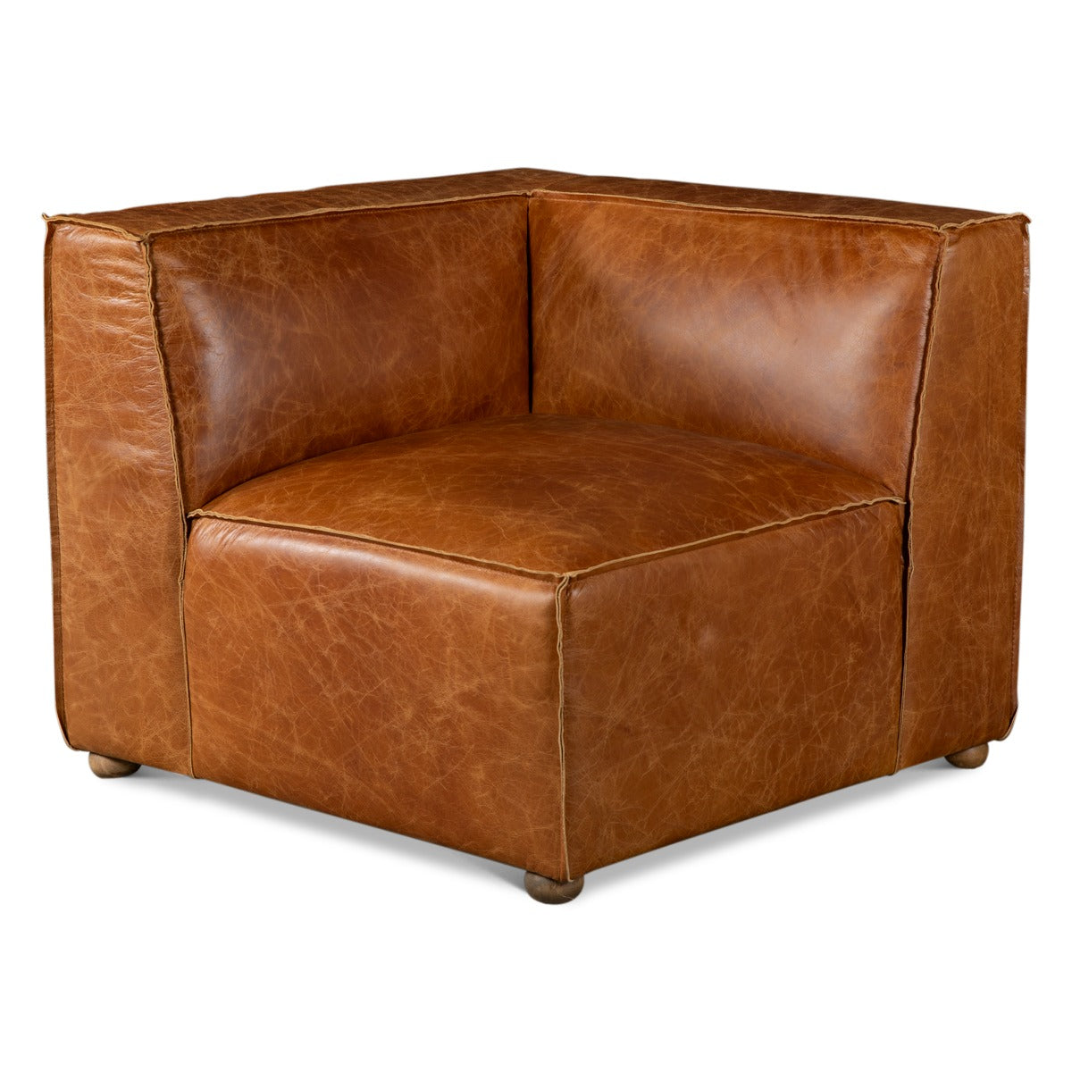 Portofino Loft Three Piece Sectional Sofa in Cocoa Brown Leather by Home Trends & Design at Eve Furniture
