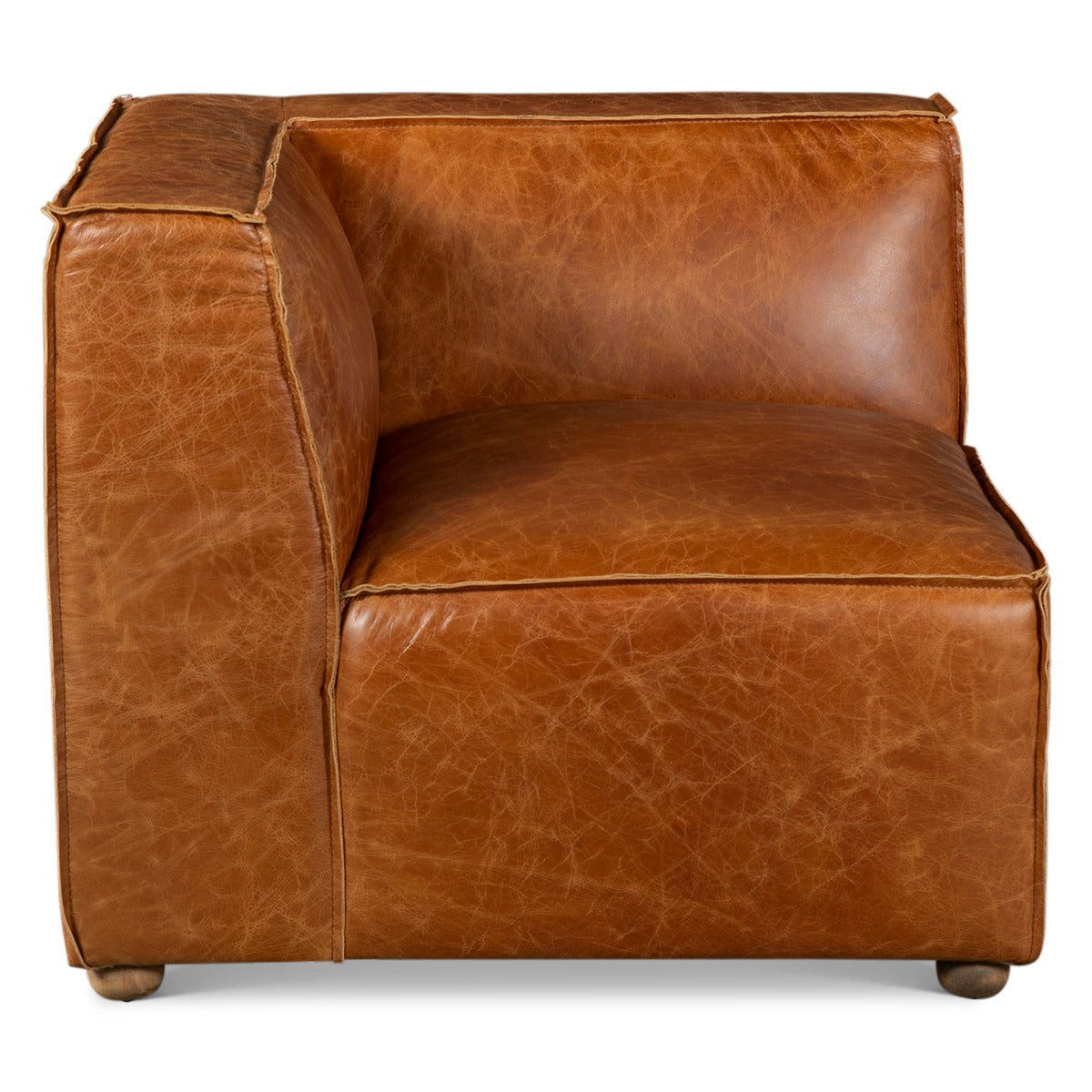 Portofino Loft Three Piece Sectional Sofa in Cocoa Brown Leather by Home Trends & Design at Eve Furniture