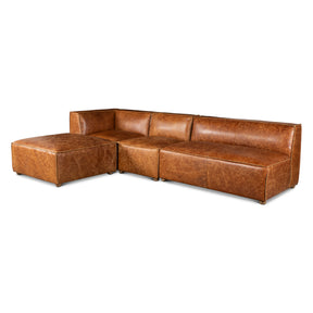 Portofino Loft Three Piece Sectional Sofa in Cocoa Brown Leather by Home Trends & Design at Eve Furniture