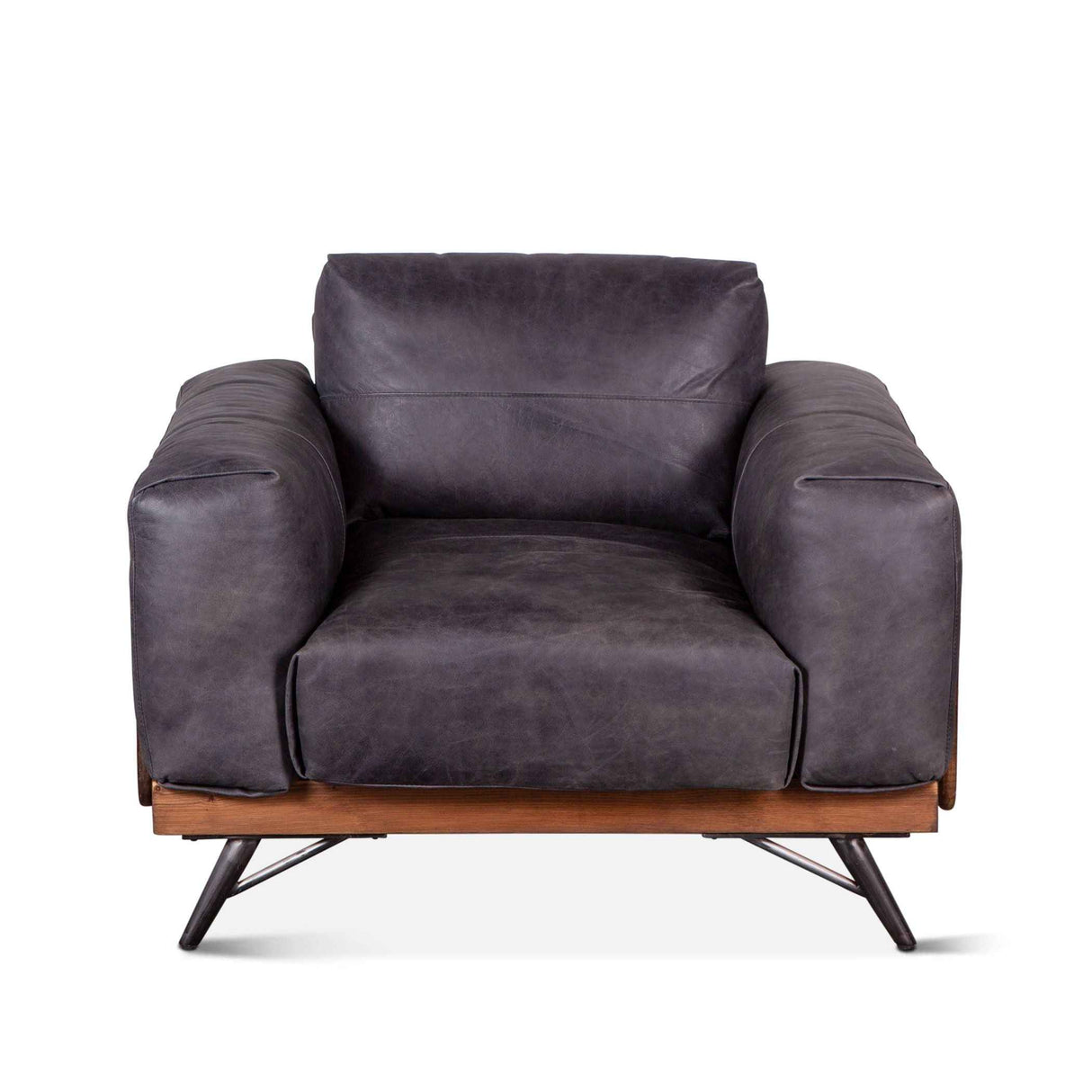 Portofino Mid Century 37" Accent Chair in Antique Ebony Leather by Home Trends & Design at Eve Furniture