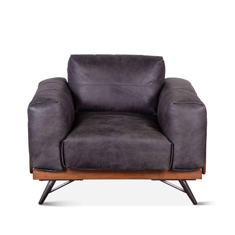 Portofino Mid Century 37" Accent Chair in Antique Ebony Leather by Home Trends & Design at Eve Furniture
