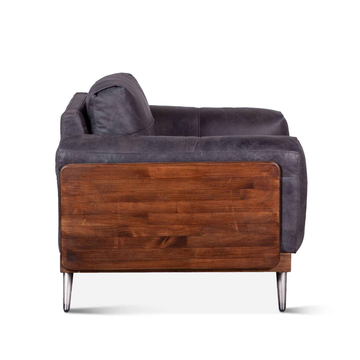Portofino Mid Century 37" Accent Chair in Antique Ebony Leather by Home Trends & Design at Eve Furniture