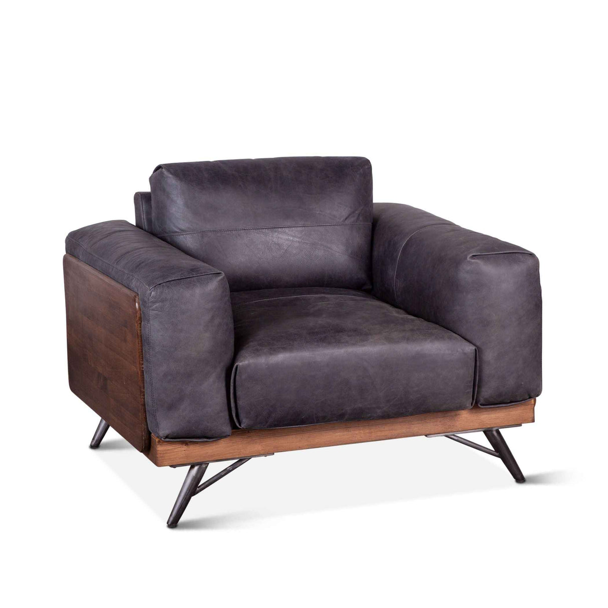 Portofino Mid Century 37" Accent Chair in Antique Ebony Leather by Home Trends & Design at Eve Furniture