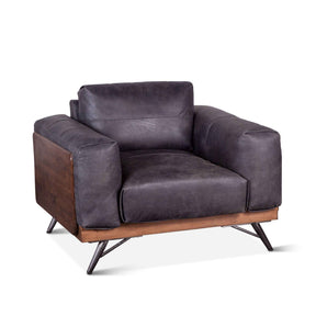 Portofino Mid Century 37" Accent Chair in Antique Ebony Leather by Home Trends & Design at Eve Furniture