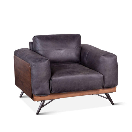 Portofino Mid Century 37" Accent Chair in Antique Ebony Leather by Home Trends & Design at Eve Furniture