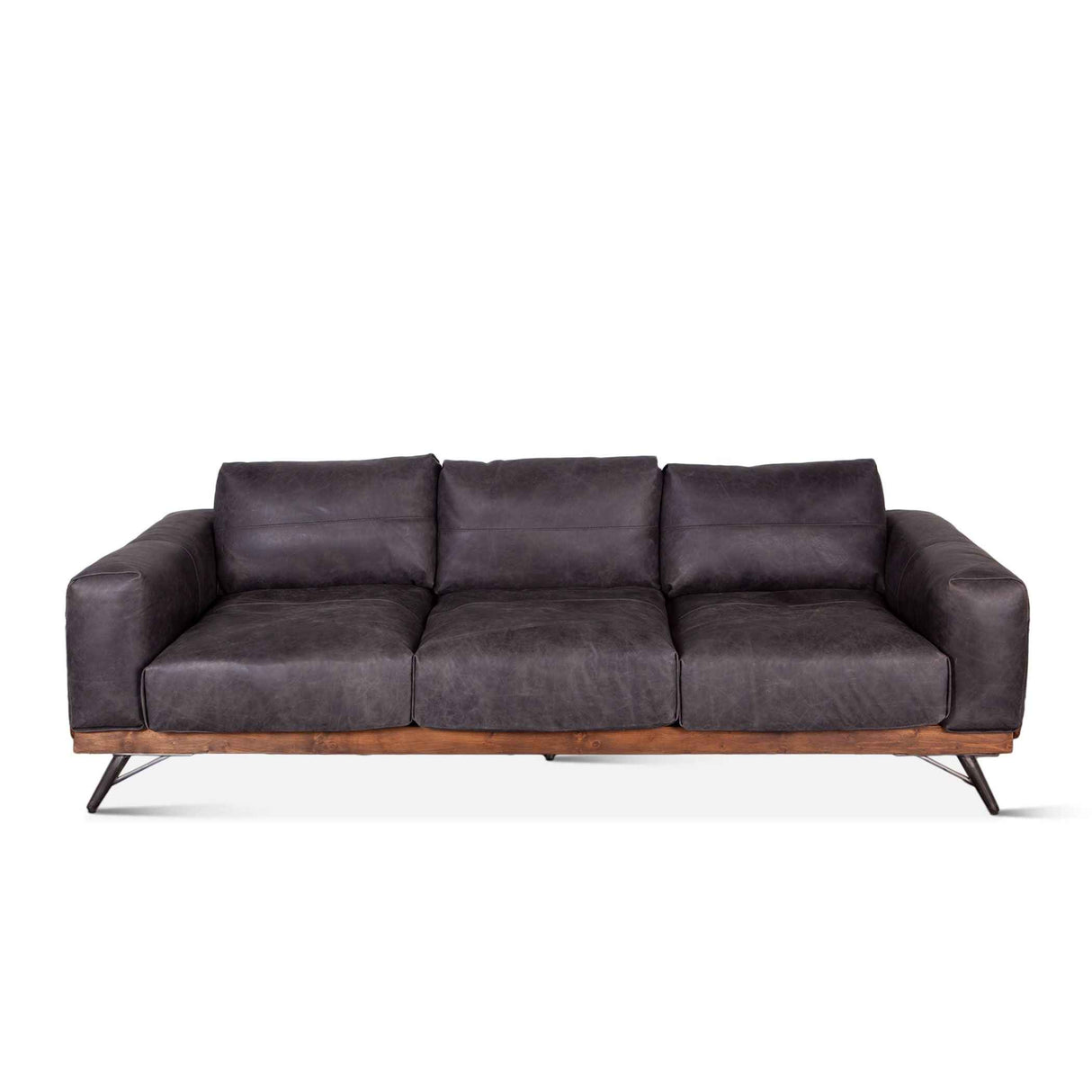 Portofino Mid Century 95" Sofa in Antique Ebony Leather by Home Trends & Design at Eve Furniture