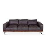 Portofino Mid Century 95" Sofa in Antique Ebony Leather by Home Trends & Design at Eve Furniture