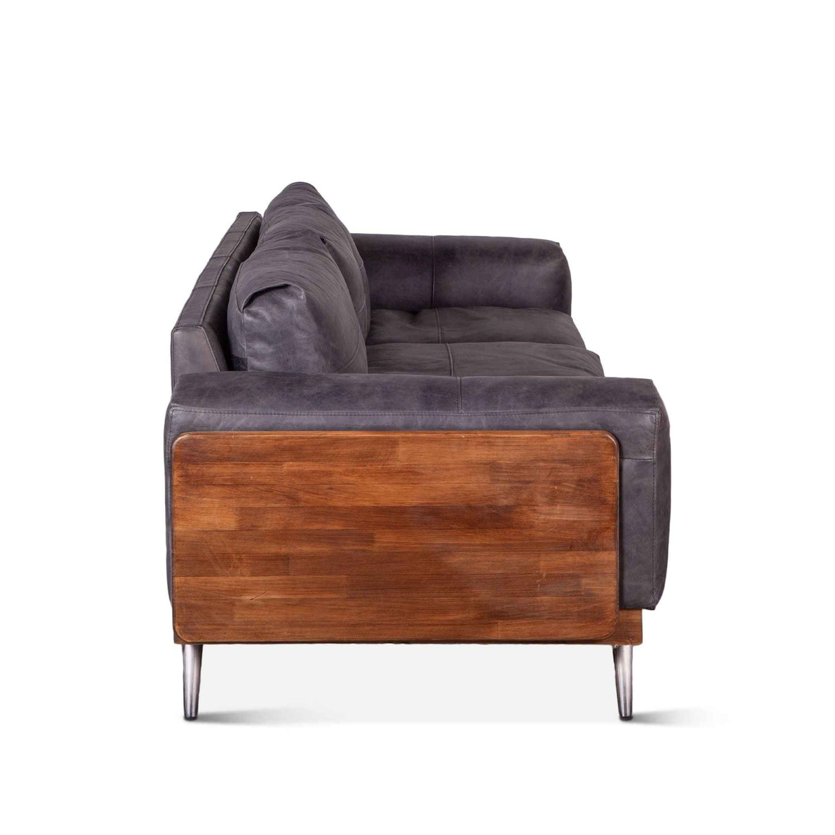 Portofino Mid Century 95" Sofa in Antique Ebony Leather by Home Trends & Design at Eve Furniture