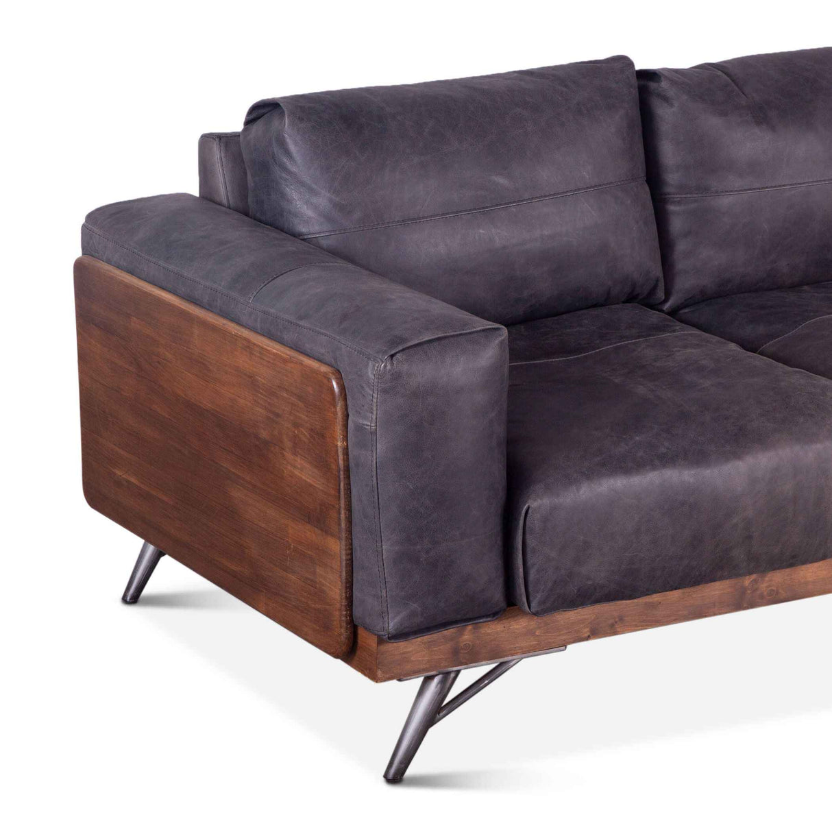 Portofino Mid Century 95" Sofa in Antique Ebony Leather by Home Trends & Design at Eve Furniture