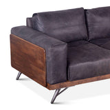 Portofino Mid Century 95" Sofa in Antique Ebony Leather by Home Trends & Design at Eve Furniture