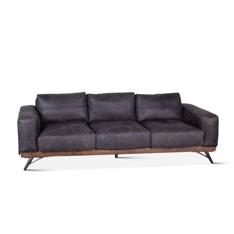 Portofino Mid Century 95" Sofa in Antique Ebony Leather by Home Trends & Design at Eve Furniture