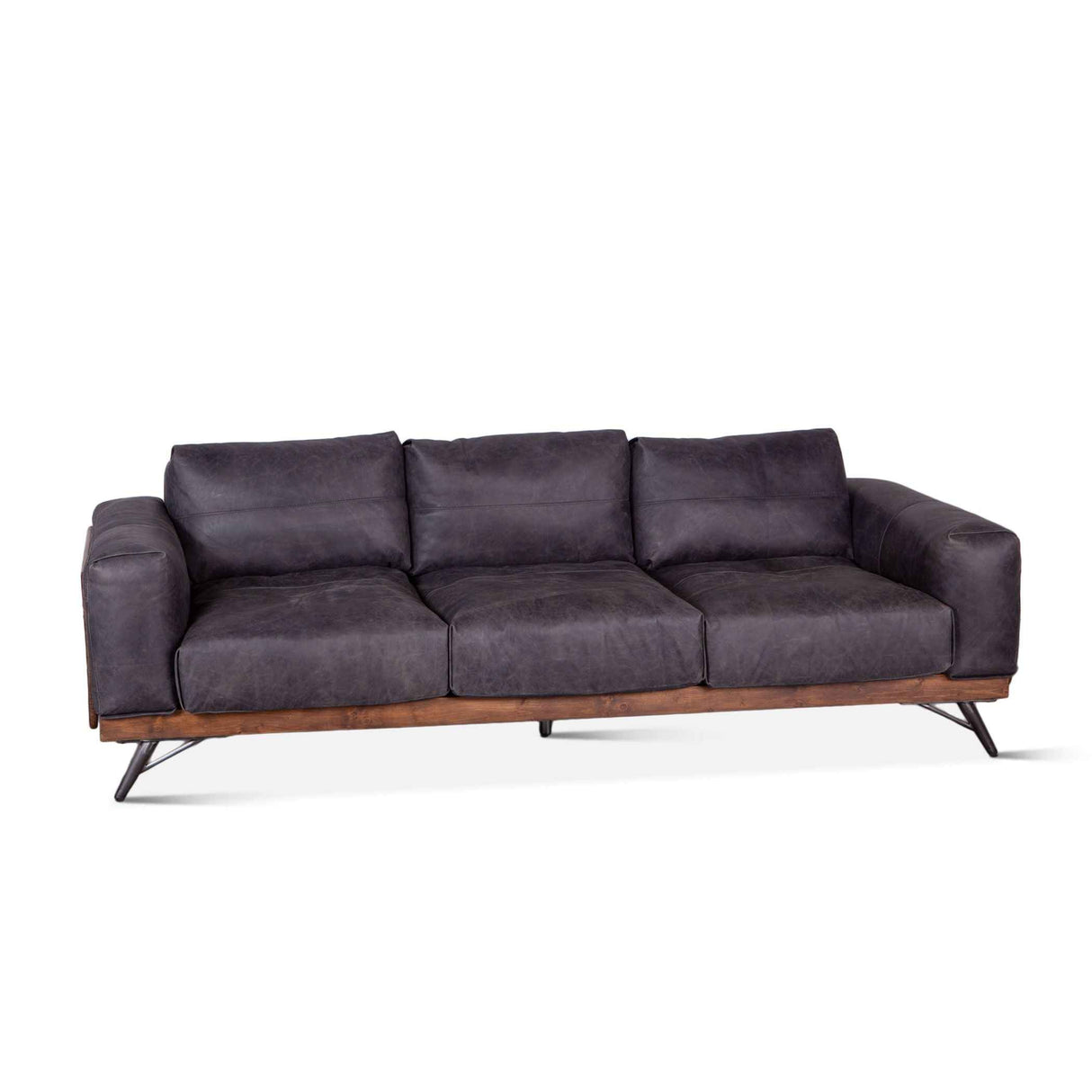 Portofino Mid Century 95" Sofa in Antique Ebony Leather by Home Trends & Design at Eve Furniture