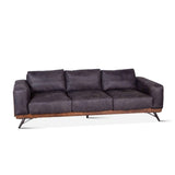 Portofino Mid Century 95" Sofa in Antique Ebony Leather by Home Trends & Design at Eve Furniture