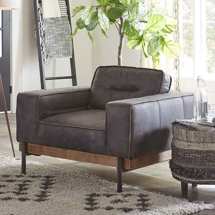 Portofino Modern 42" Accent Chair in Antique Ebony Leather by Home Trends & Design at Eve Furniture