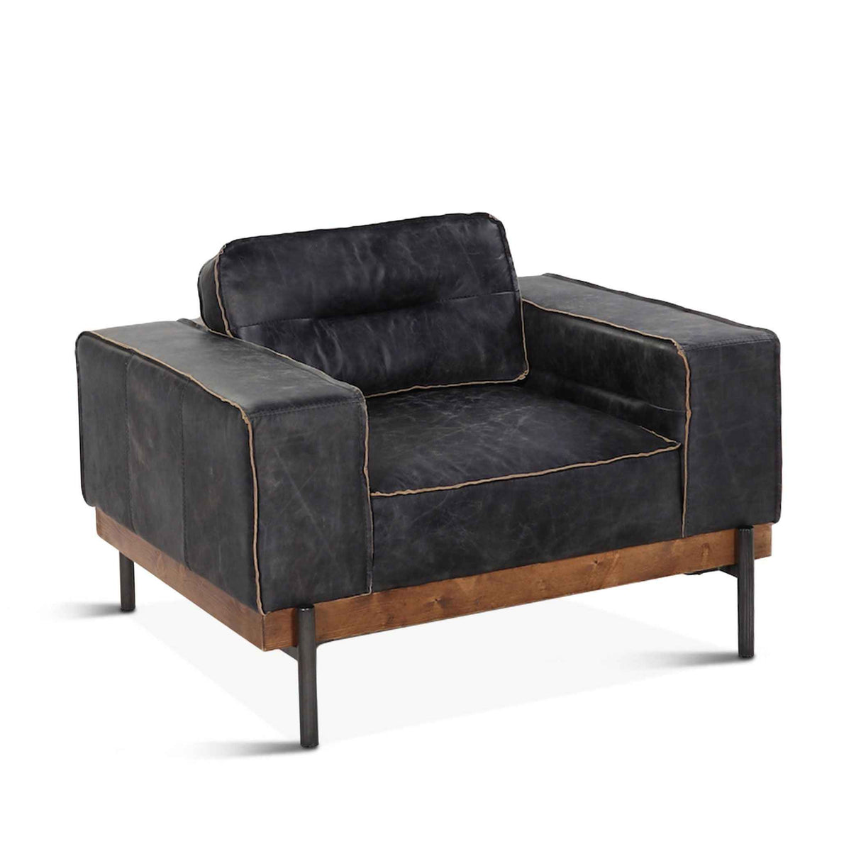 Portofino Modern 42" Accent Chair in Antique Ebony Leather by Home Trends & Design at Eve Furniture