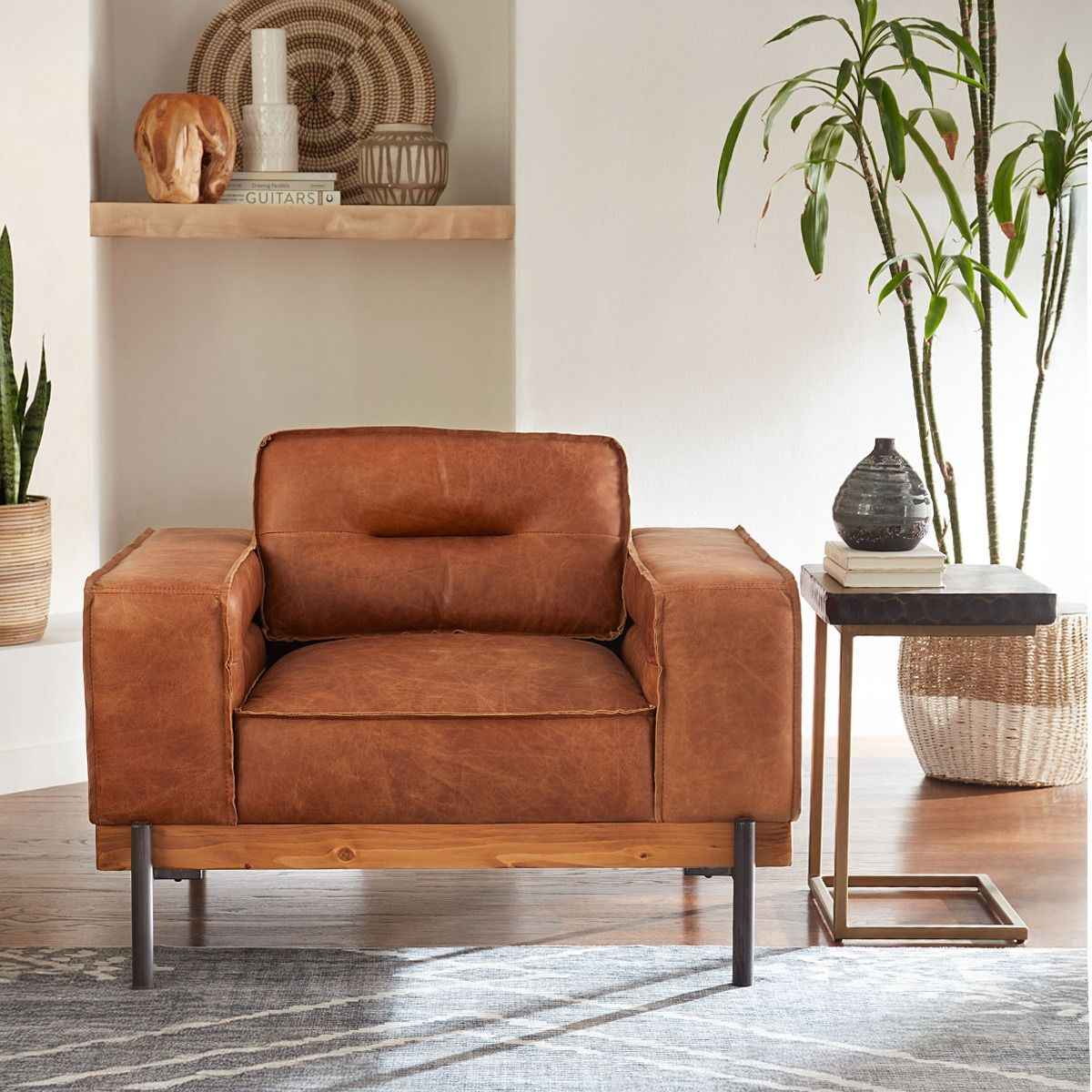 Portofino Modern 42" Accent Chair in Cocoa Brown Leather by Home Trends & Design at Eve Furniture