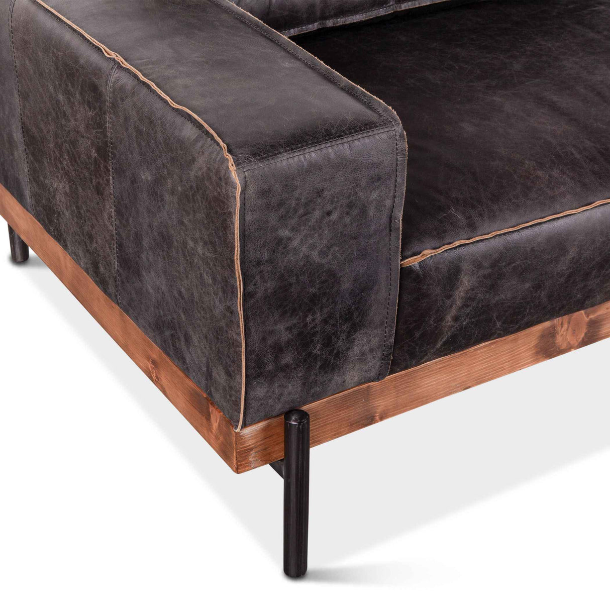 Portofino Modern 95" Sofa in Antique Ebony Leather by Home Trends & Design at Eve Furniture