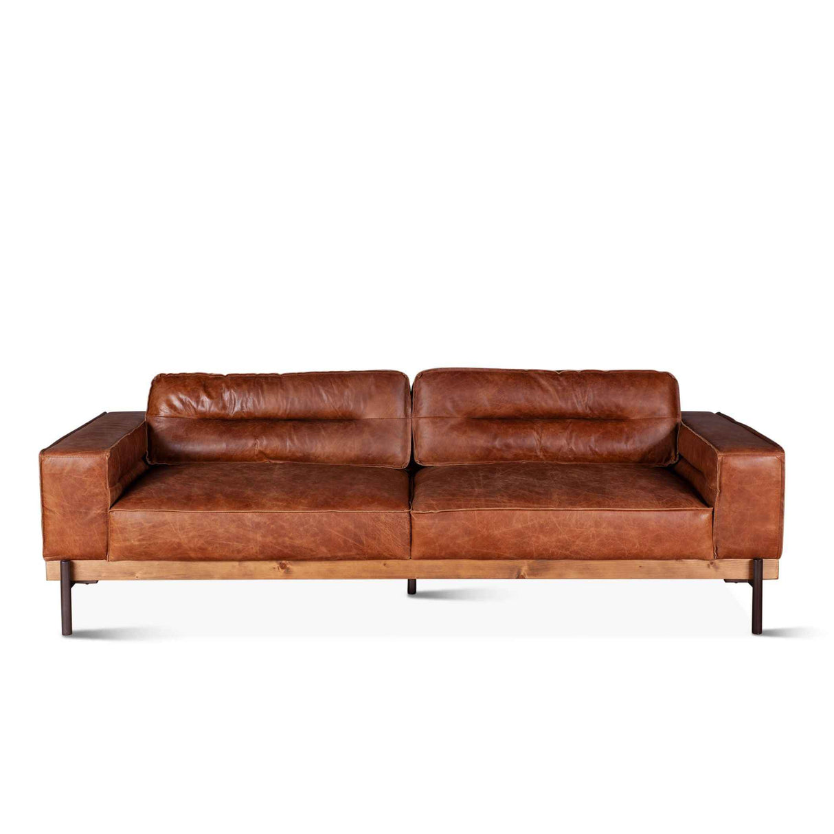 Portofino Modern 95" Sofa in Cocoa Brown Leather by Home Trends & Design at Eve Furniture