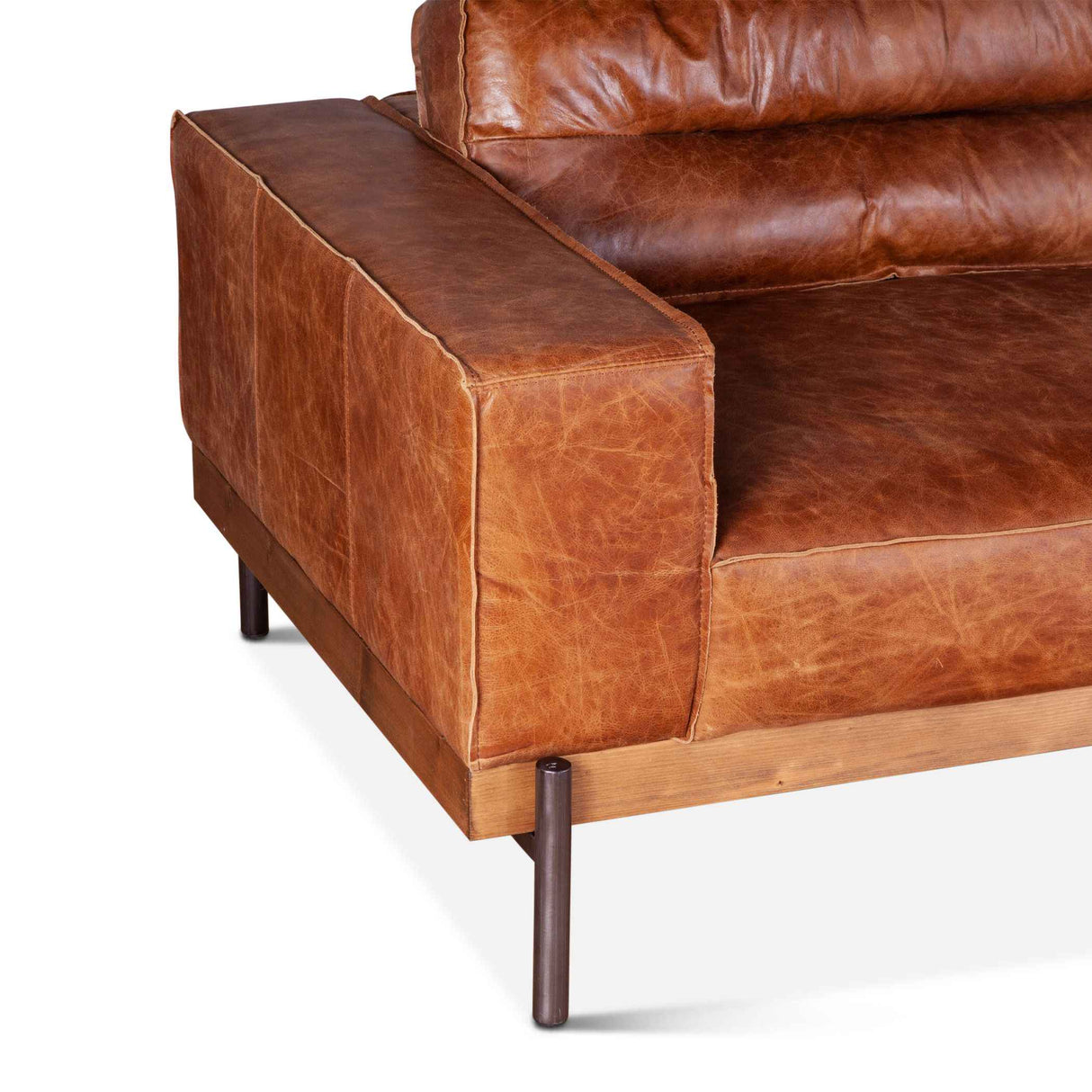 Portofino Modern 95" Sofa in Cocoa Brown Leather by Home Trends & Design at Eve Furniture