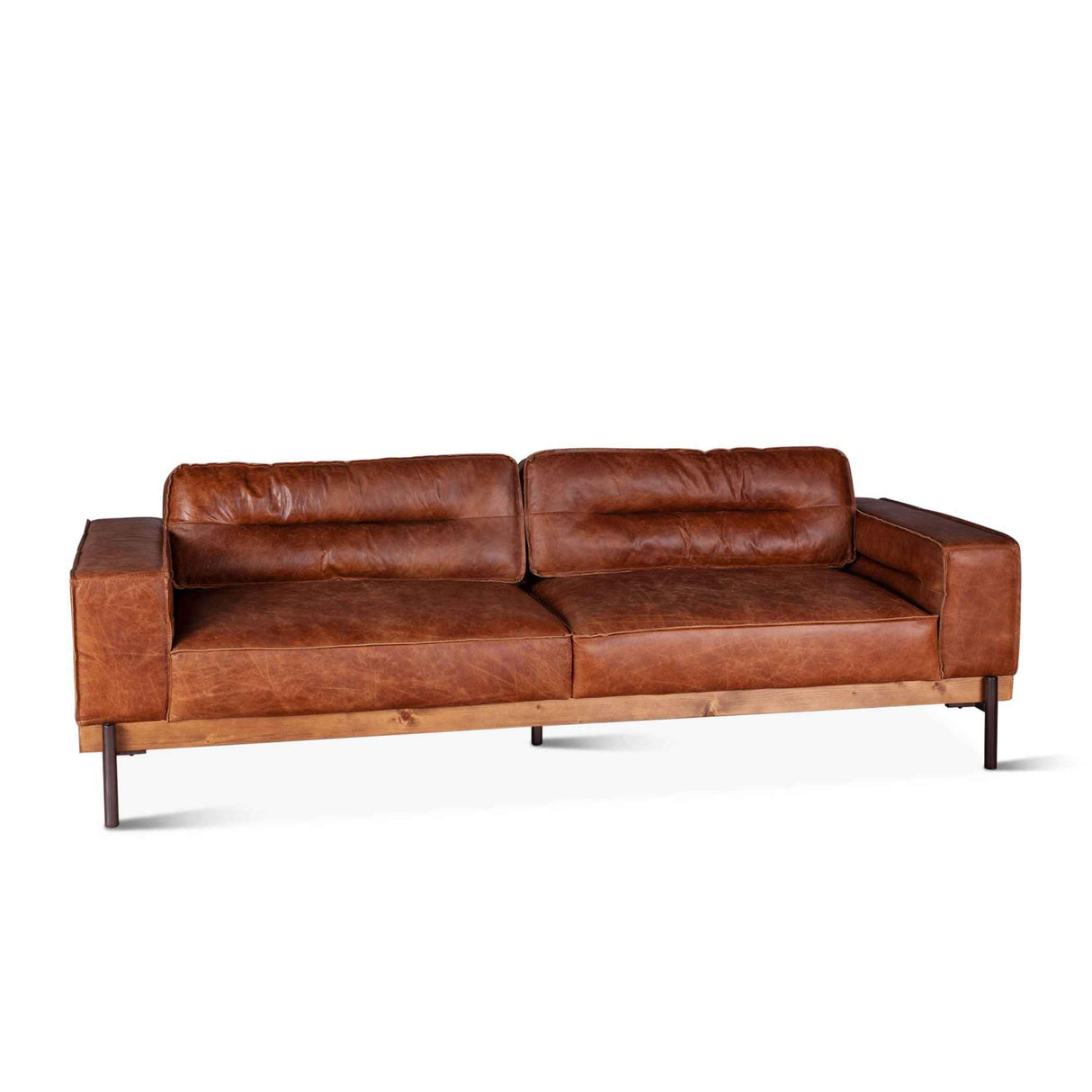 Portofino Modern 95" Sofa in Cocoa Brown Leather by Home Trends & Design at Eve Furniture