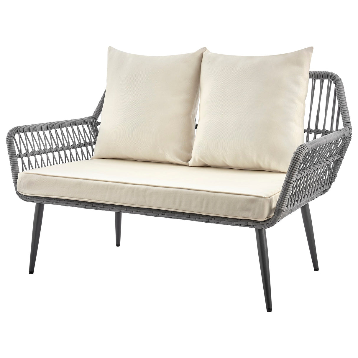 Portofino Patio 4-Person Conversation Set with Coffee Table with Cream Cushions by Manhattan Comfort at Eve Furniture