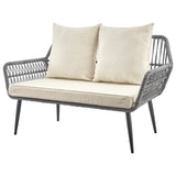 Portofino Patio 4-Person Conversation Set with Coffee Table with Cream Cushions by Manhattan Comfort at Eve Furniture