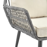 Portofino Patio 4-Person Conversation Set with Coffee Table with Cream Cushions by Manhattan Comfort at Eve Furniture