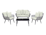 Portofino Patio 4-Person Conversation Set with Coffee Table with Cream Cushions by Manhattan Comfort at Eve Furniture